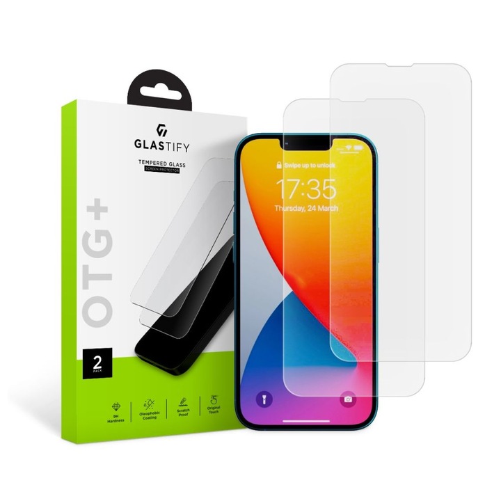 üvegvédő fixGuard Glastify OTG+, 2 db iPhone 13 Pro Max / iPhone 14 Max-hoz, Átlátszó