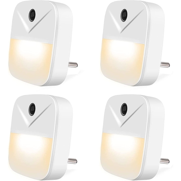 YWX 4 LED-es éjszakai lámpa készlet, mozgásérzékelő, 0,4 W, meleg fény, fehér