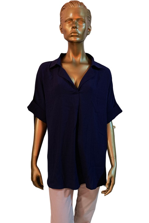 Női ing JUP 3157188′8865-13, rövid ujjú, hátsó gombokkal, sötétkék, 2XL