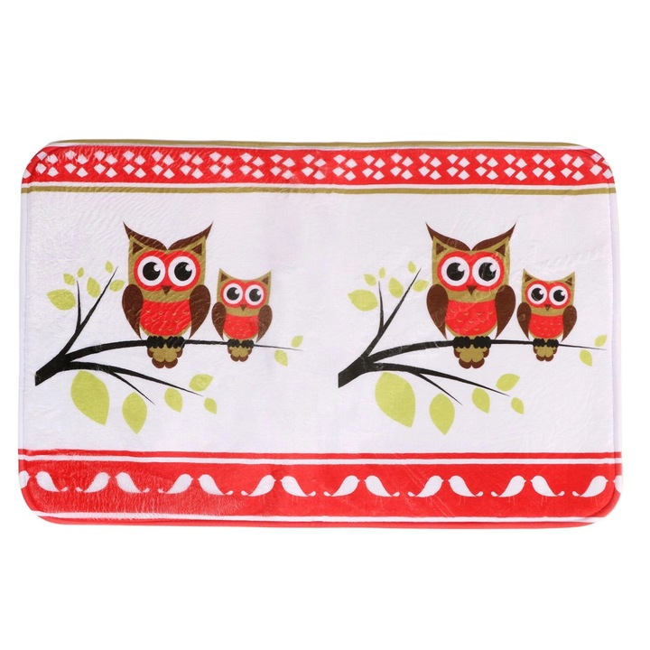 Covoras baie Kids Bufnita, din spuma, 50 x 80 cm, dreptunghiular