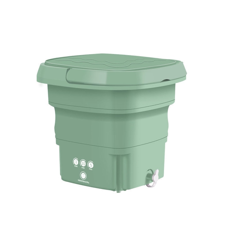 Mini masina de spalat pliabila, Capacitate 5kg, 36W, Semiautomata, Verde