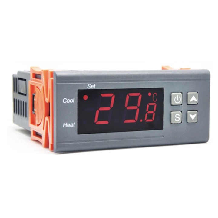 Термостат Ringder, За аквариум, LCD дисплей, Обхват -50 - +99 градуса, Сив, Оранжев