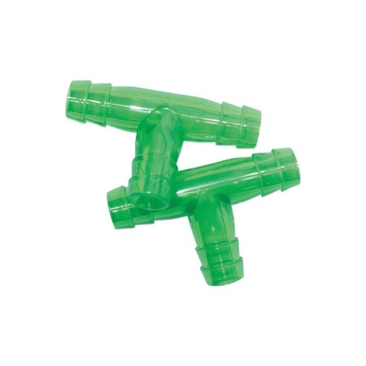 Conector pentru furtun Resun, Tip T, 2 bucati, 16 mm, Plastic, Verde