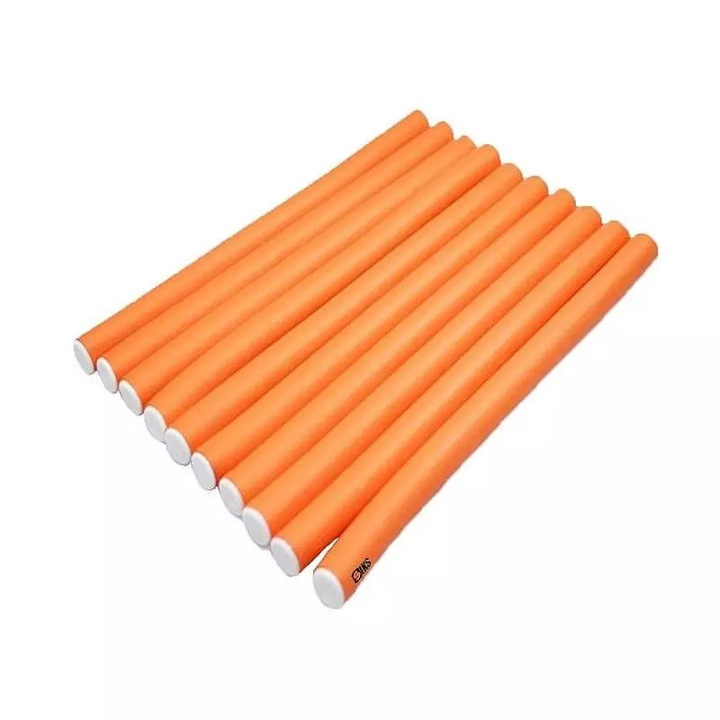 Set 10 Bigudiuri SIKS, aplicare pe parul umed/uscat, flexibile, numarul 4, culoarea portocaliu