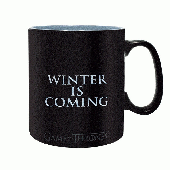 Чаша ABYSTYLE GAME OF THRONES Heat Change Mug Winter is here, Сменящ се цвят, King size, Черен