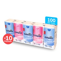 Servetele nazale 3 straturi Ultra Compact, 100% Celuloza Pura, 10 pachete, 100 bucati