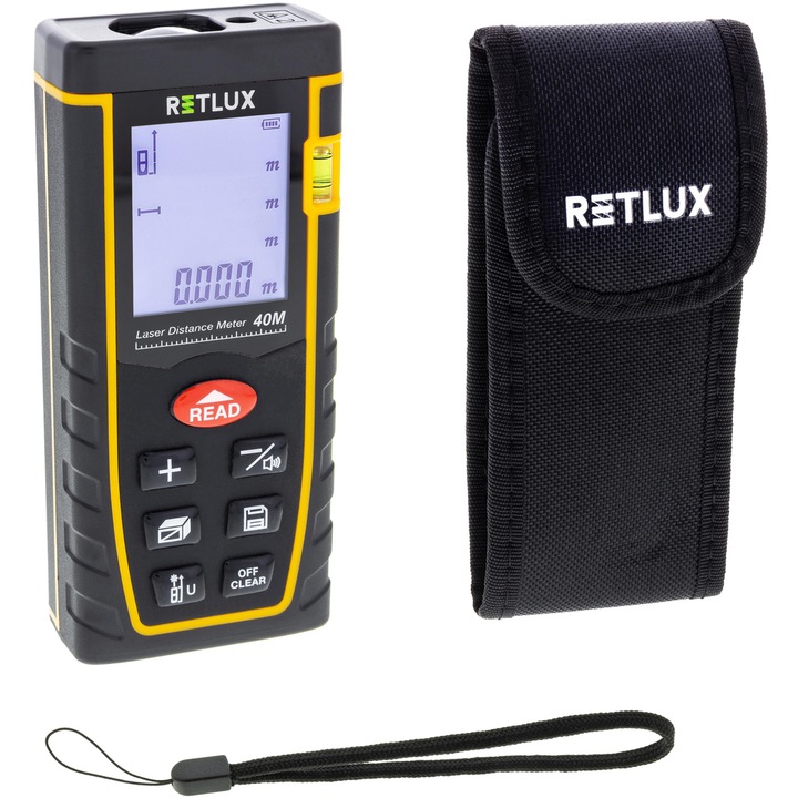 Telemetru laser multifinctional Retlux RHT 100, LCD, 5 cm-40 m distanta lucru