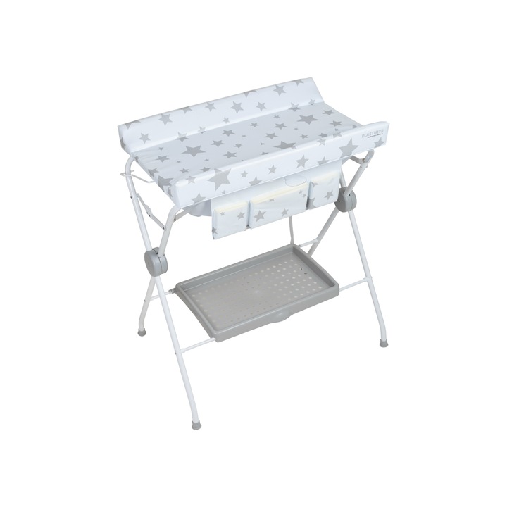 Cadita baie cu saltea, Plastimyr, PVC, 90x62x102 cm, Alb