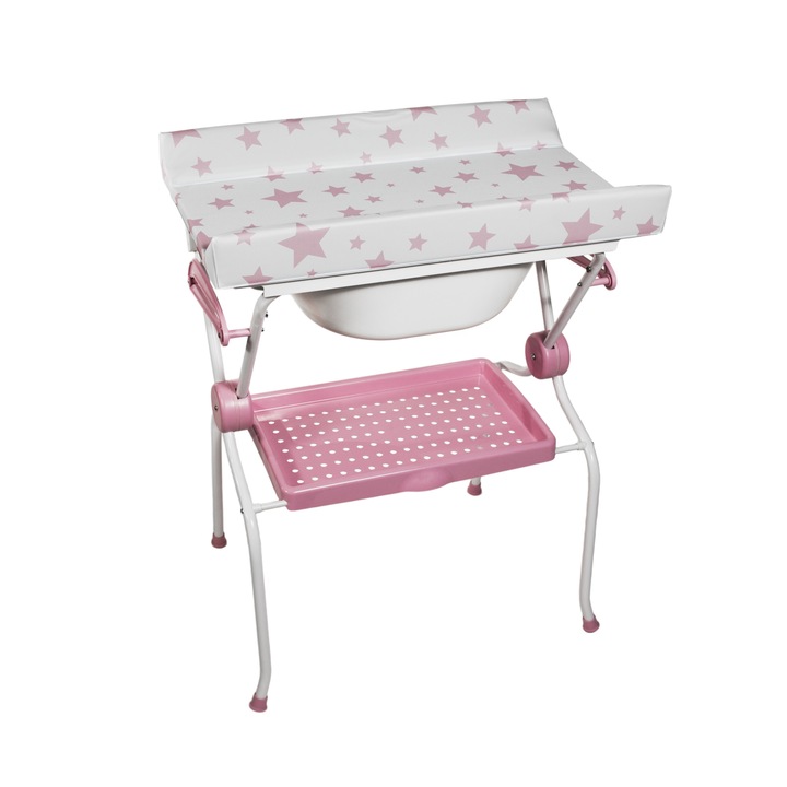 Cadita baie cu saltea, Plastimyr, PVC, 80x58x102 cm, Roz