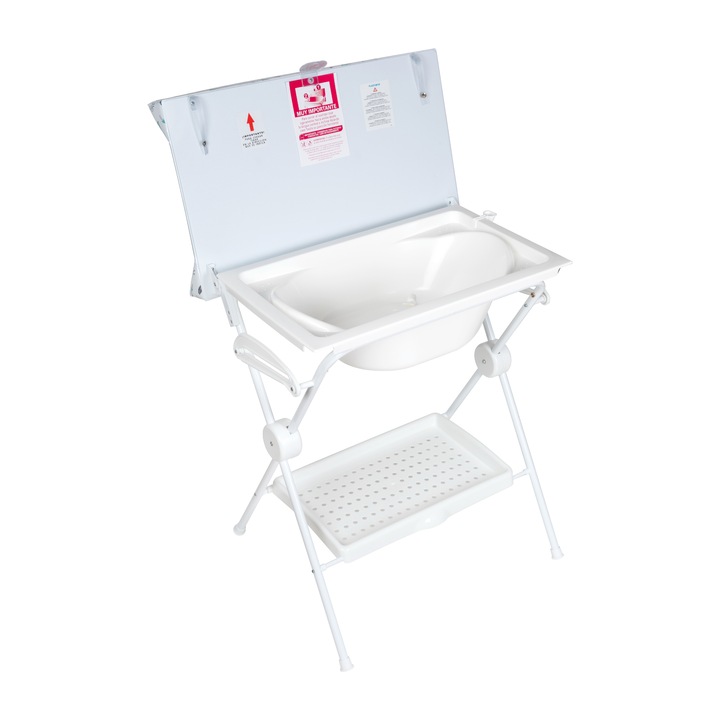 Cadita baie cu saltea, Plastimyr, PVC, 80x58x102 cm, Alb