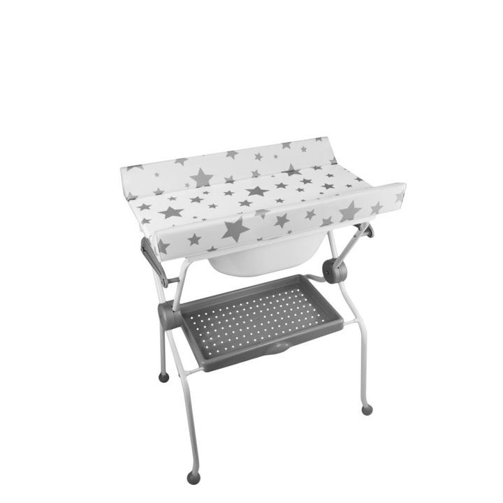 Cadita baie cu saltea, Plastimyr, PVC, 80x58x102 cm, Gri