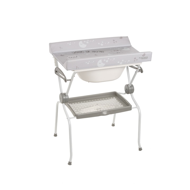 Cadita baie cu saltea, Plastimyr, PVC, 80x58x102 cm, Gri