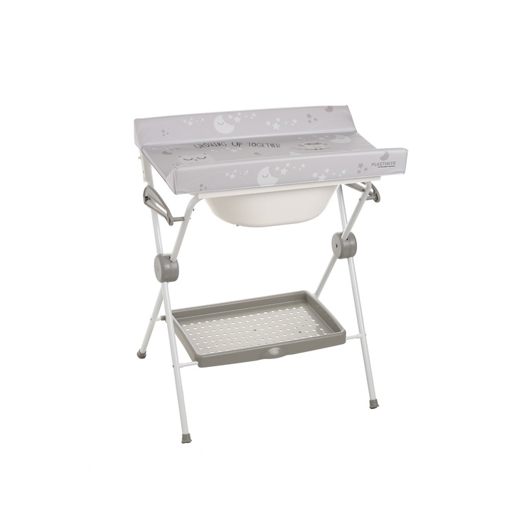 Cadita baie cu saltea, Plastimyr, PVC, 85x63x96 cm, Gri