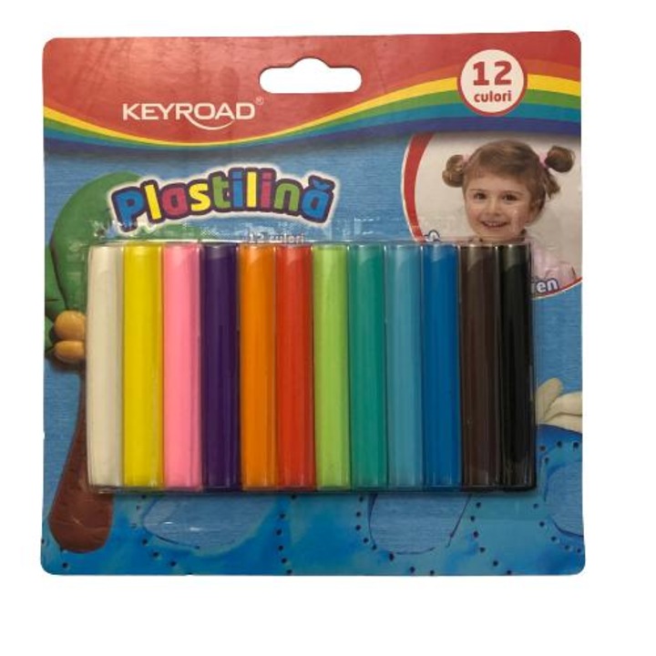 Пластилин Keyroad 12 цвята, 160 гр./блистер