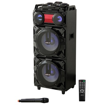 Boxa portabila Akai, ABTS-T1203, 90W, Bluetooth, Karaoke, Radio, Negru Boxa portabila Akai, ABTS-T1203, 90W, Bluetooth, Karaoke, Radio, Negru