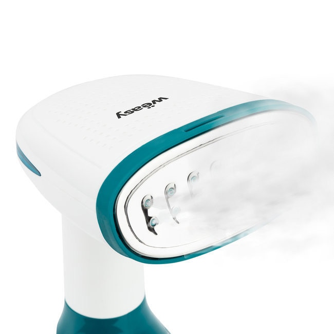 Aparat de calcat vertical cu aburi Weasy, HVP10, debit abur 32g/min, autonomie nelimitata, capacitate 280ml, incalzire rapida 30sec, oprire automata, accesorii incluse, portabil, ergonomic, albastru/alb