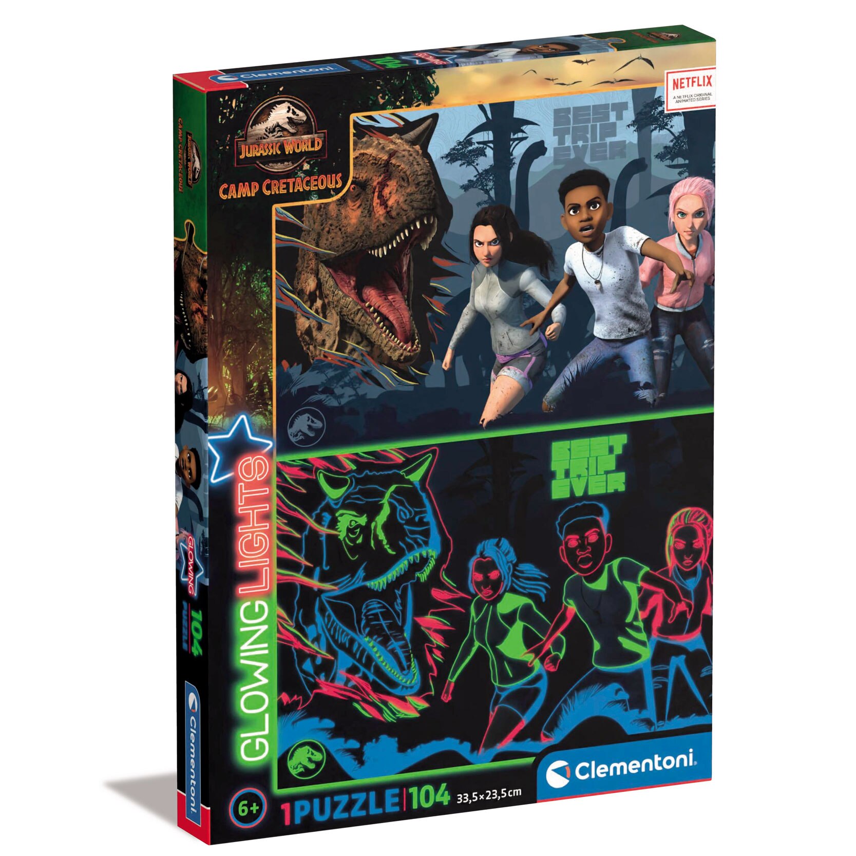 Clementoni Glowing Lights puzzle - Jurassic World, Camp Cretaceous, 104 ...