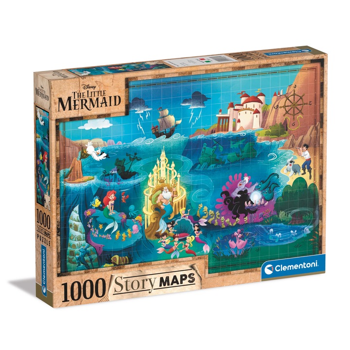 Clementoni Disney térkép puzzle, A kis hableány, 1000 db