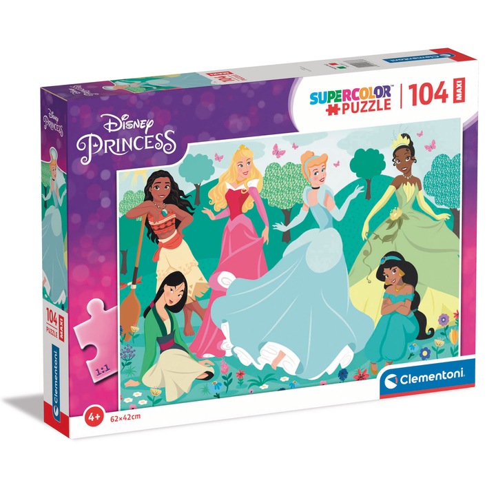 Clementoni SuperColor Maxi Puzzle - Disney Princess, 104 darab