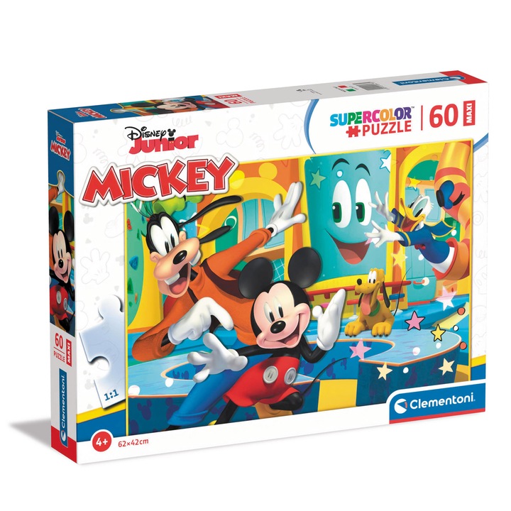 Пъзел Clementoni SuperColor Maxi - Disney Junior, Мики, 60 части