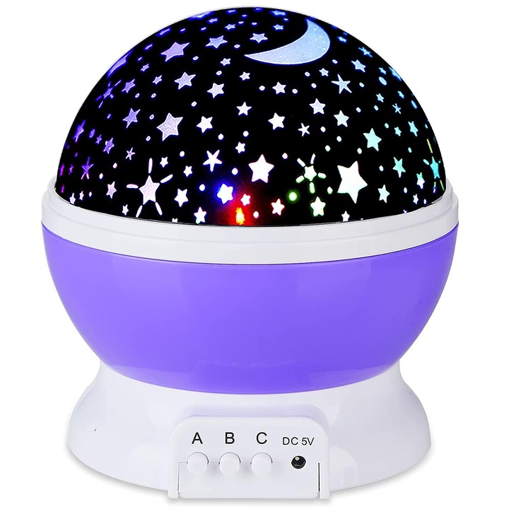 Проектор Star Master, USB зареждане, ротационна функция, White-Purple Aden Depo