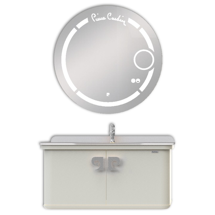 Set mobilier baie Pierre Cardin eva led 101 cm 3 piese alb/argintiu