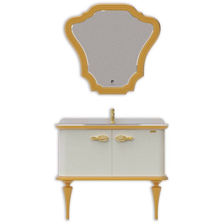 Set mobilier baie Pierre Cardin angelica 101 cm 3 piese alb perlat