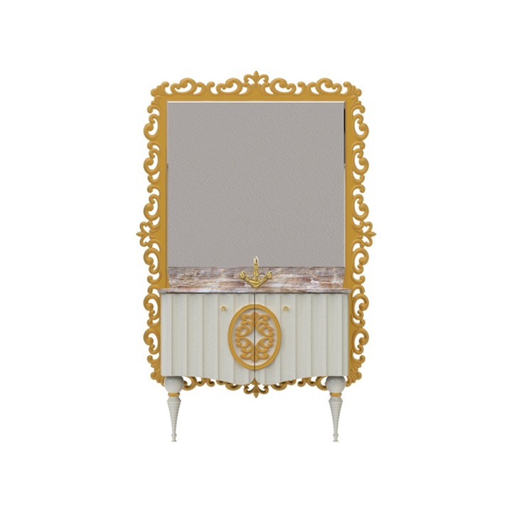 Set mobilier baie Pierre Cardin hagia sofia 145 cm 3 piese alb perlat