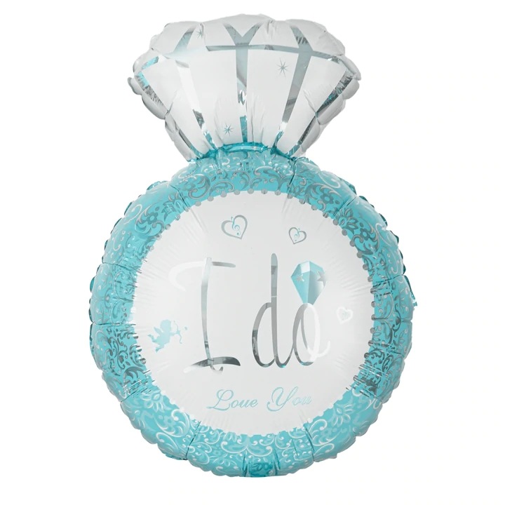Balon folie inel "I Do" 47x73cm albastru