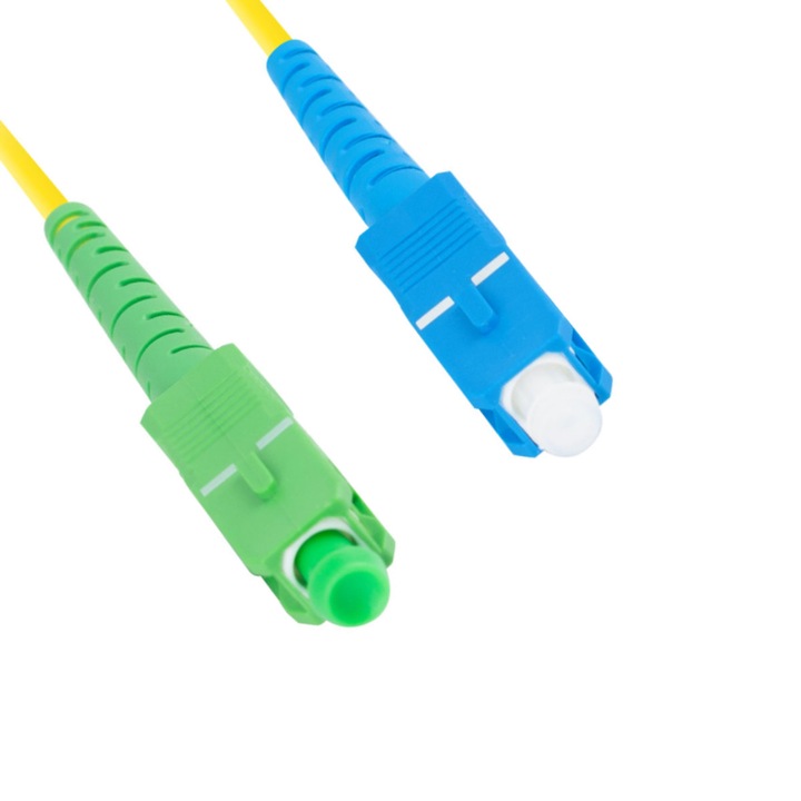 Оптичен мрежов кабел с дължина 2 м и SC/APC-SC/UPC конектори, Lanberg Z43069, SM, SIMPLEX 3.0MM G657A1 LSZH, жълт