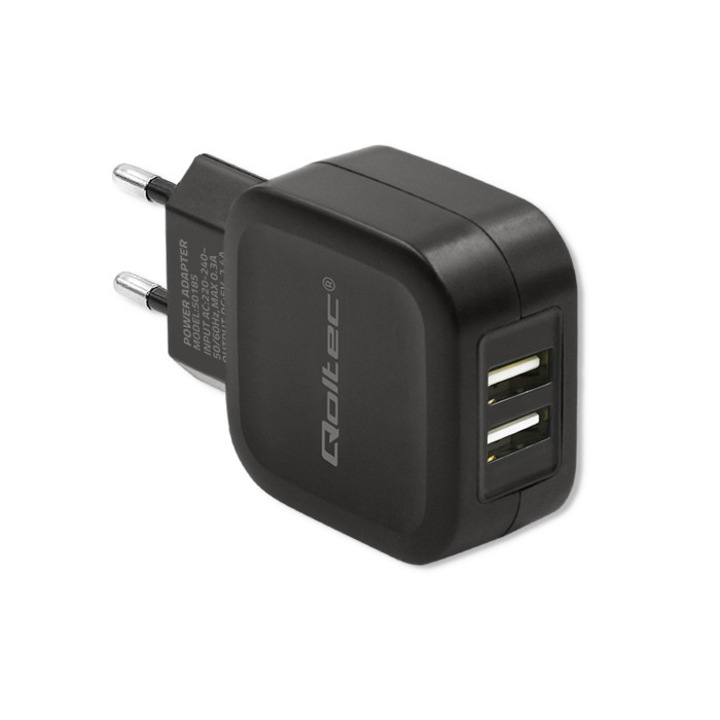 Qoltec hálózati töltő 12W | 5V | 2.4A | 2xUSB