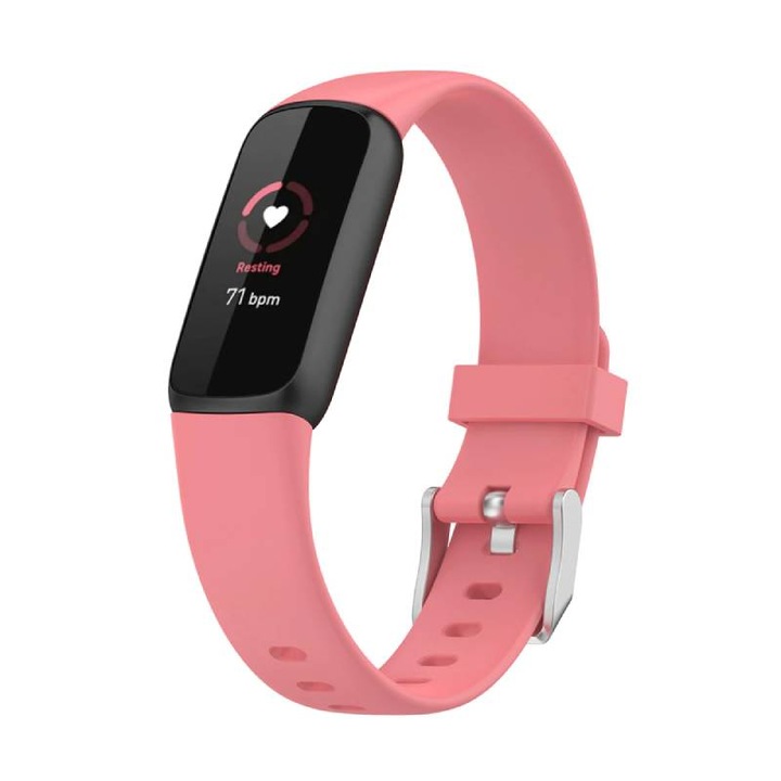 Curea Bratara siliconica Edman pentru Fitbit Luxe, marimea S, Roz