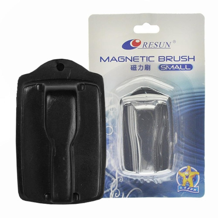Perie magnetica Resun, Pentru acvariu, 57 x 35 x 42 mm, Microfibra, Plastic, Negru