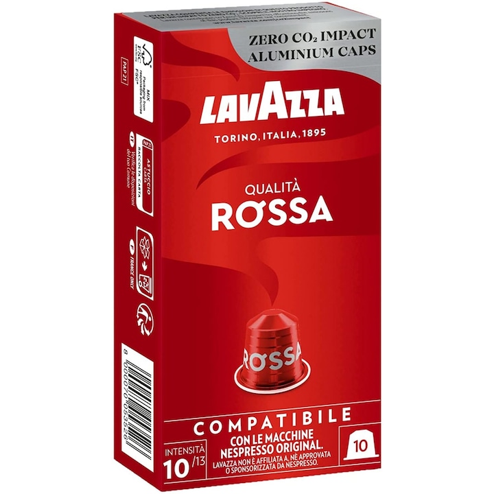 Алуминиеви кафе капсули Lavazza Qualita Rossa, Nespresso съвместими, 10 бр.