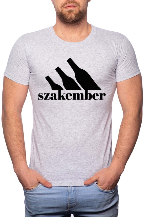 Szakember, Normál fazonú feliratos férfi poló, 100% Pamut, 530, Szürke