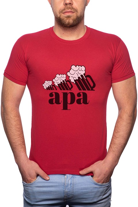 Apa, Normál fazonú feliratos férfi poló, 100% Pamut, 534, Piros