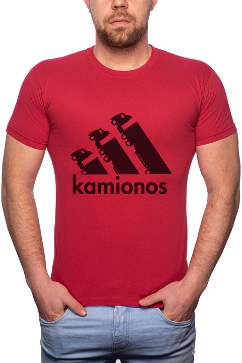 Kamionos, Normál fazonú feliratos férfi poló, 100% Pamut, 553, Piros