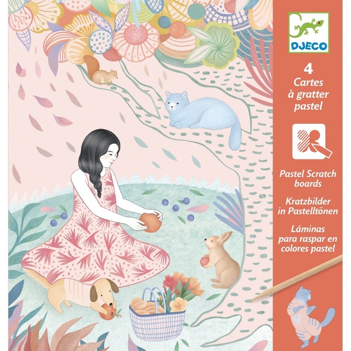 Piknik kaparós könyv, Djeco, Fa, 15x20 cm, Rózsaszín