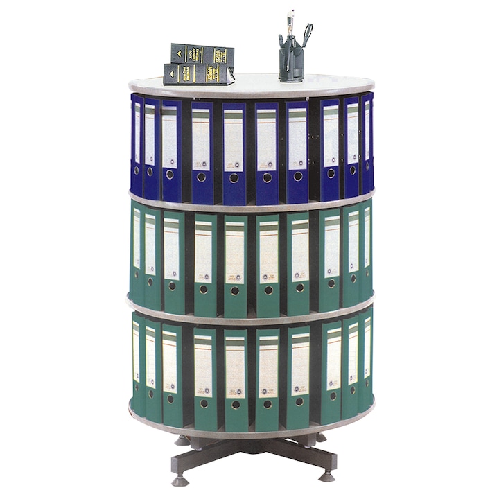 Raft rotativ tip coloana, pentru bibliorafturi, Ceha, MDF, 80 x 93 cm, gri