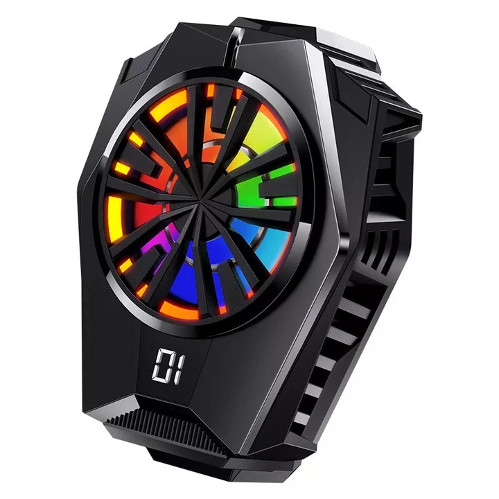 Cooler pentru Racire Telefon, Universal, 7500 rpm, Lumini RGB, pentru Gaming, Silentios