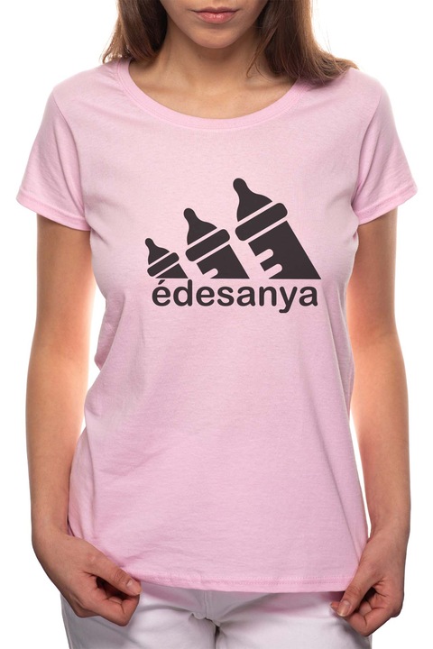 Édesanya, Kerek nyakú női póló, 100% Pamut, 525, Rózsaszín