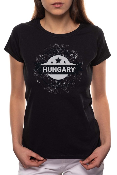 Made in Hungary, Kerek nyakú női póló, 100% Pamut, 508, Fekete