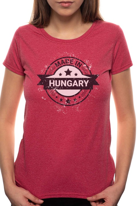 Made in Hungary, Kerek nyakú női póló, 100% Pamut, 508, Bordó