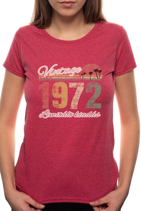 Limitált Kiadás - 1972, Kerek nyakú női póló, 100% Pamut, 540, Bordó