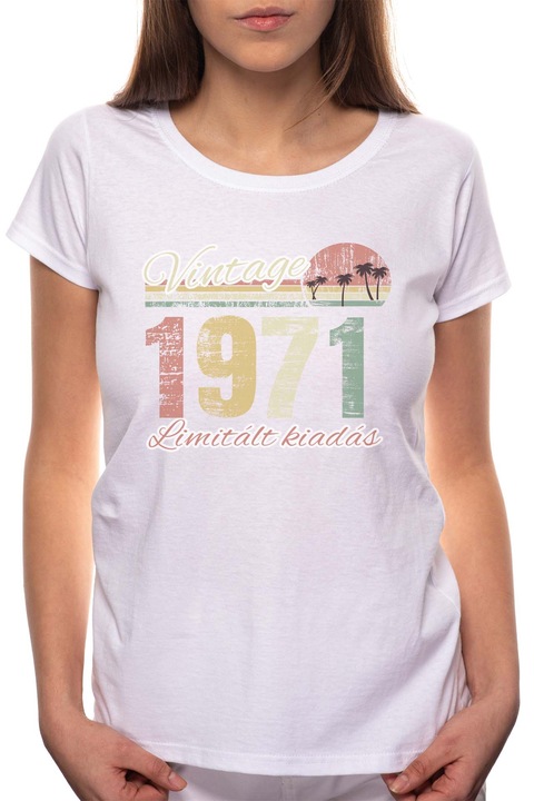 Limitált Kiadás - 1971, Kerek nyakú női póló, 100% Pamut, 541, Fehér