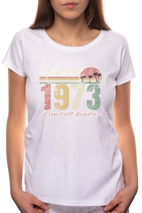 Limitált Kiadás - 1973, Kerek nyakú női póló, 100% Pamut, 543, Fehér