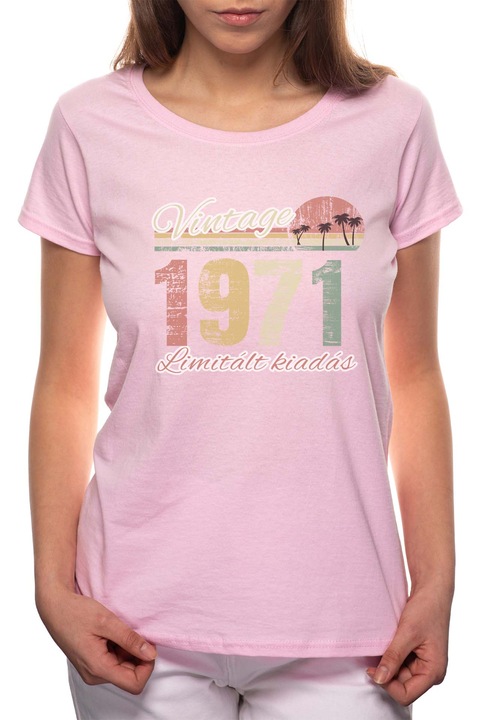 Limitált Kiadás - 1971, Kerek nyakú női póló, 100% Pamut, 541, Rózsaszín