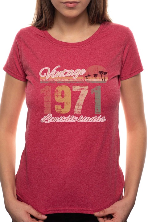 Limitált Kiadás - 1971, Kerek nyakú női póló, 100% Pamut, 541, Bordó