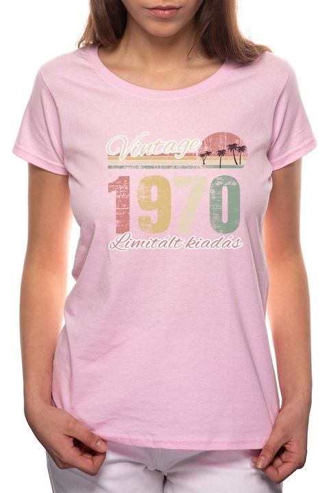 Limitált Kiadás - 1970, Kerek nyakú női póló, 100% Pamut, 542, Rózsaszín