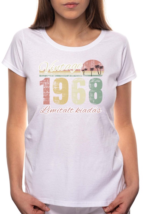 Limitált Kiadás - 1968, Kerek nyakú női póló, 100% Pamut, 546, Fehér